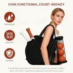 VANNMESTER Pickleball Bag for Women with Detachable Paddle Case,Stylish Tote Large Capacity Paddle Holder,External Water Holder and Ball Bag, Waterproof Shoulder Pickleball Tote Bag Black