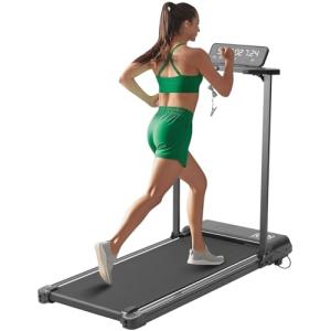 Folding Electric Walking Pad Treadmill with Handle Bar, 3.0HP Portable Foldable Treadmills for Home Small, 0.6-6.2MPH Compact Small Wallking Pads Treadmills with Handles, 320LBS