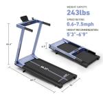 DeerRun Treadmills for Home with Incline and Handles, 3.0 HP Foldable Treadmill for Small Spaces, Folding Running Machine with Smart APP