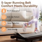 DeerRun Treadmills for Home with Incline and Handles, 3.0 HP Foldable Treadmill for Small Spaces, Folding Running Machine with Smart APP