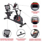 Sunny Health & Fitness Electromagnetic Recumbent Cross Trainer Exercise Elliptical Bike w/Arm Exercisers, Easy Access Seat & FREE SunnyFit App via Bluetooth - SF-RBE4886SMART