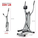Sunny Health & Fitness Manual Air Walker Elliptical – 30″ Stride, Low Impact, Lightweight, Quiet with Free SunnyFit App