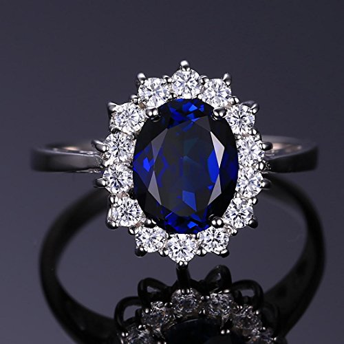 Blue Sapphire Halo Statement Engagement Rings for Women