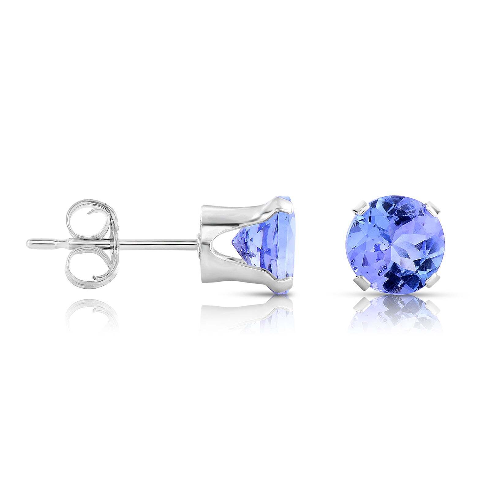 Tanzanite Stud Earrings in Sterling Silver (5.5 mm)