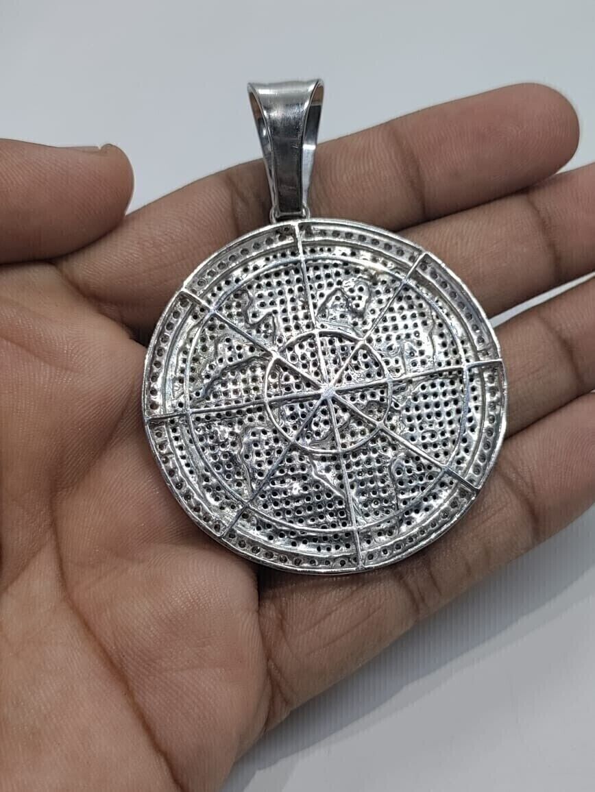 Men's "World Map" Pendant with Moissanite & Onyx