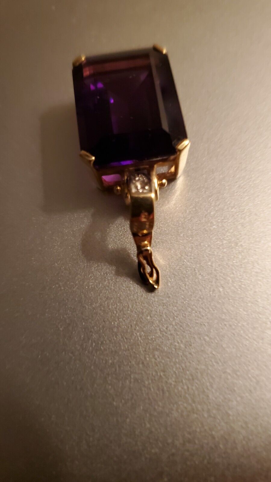 Alexandrite pendant on gold chain - Beveled rectangle