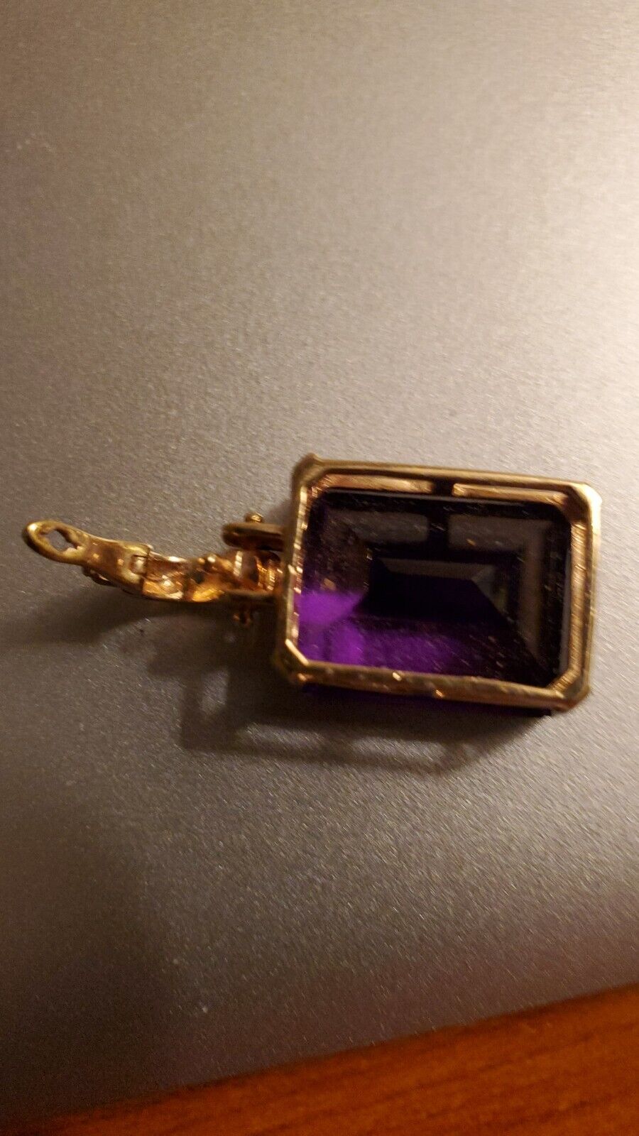 Alexandrite pendant on gold chain - Beveled rectangle