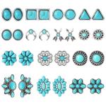 Turquoise Gemstone Stud Earrings Set for Women Girls