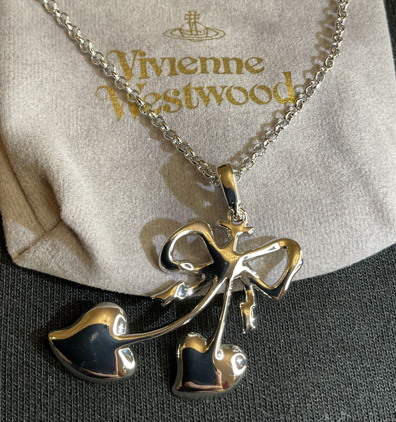 Vintage Red Cherry Saturn Necklace by Vivienne Westwood