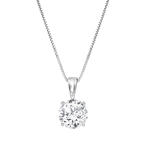 Lab Grown Diamond Solitaire Pendant in 14K White Gold
