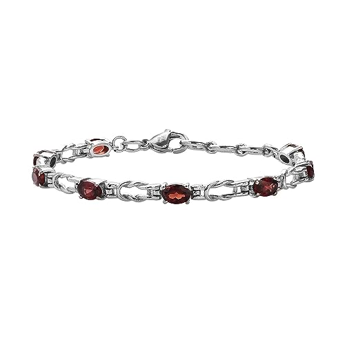 Natural Garnet Gemstone Stainless Steel Bracelet for Women