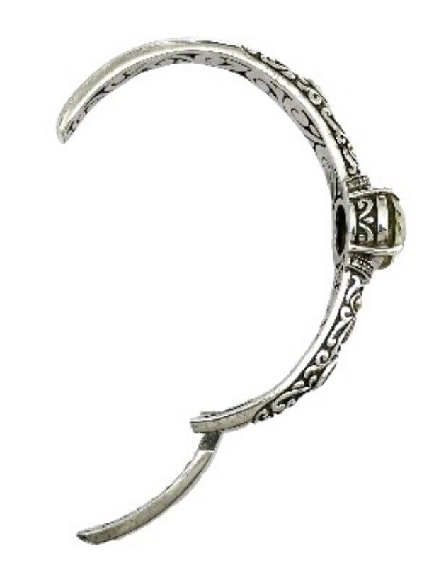 Sterling Silver LEMON CITRINE & BLUE TOPAZ Cuff Bracelet