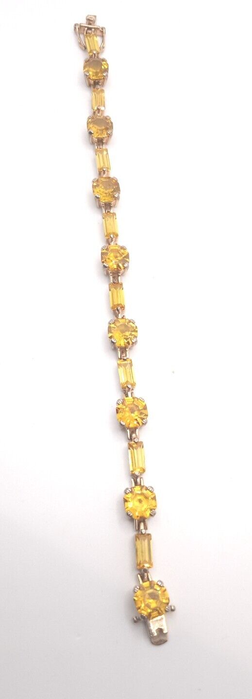 Natural Citrine .925 Sterling Vermeil Tennis Bracelet - 7