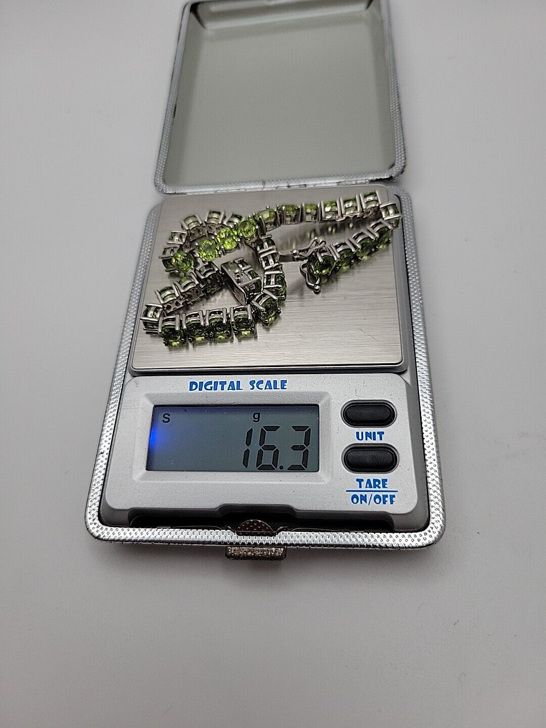 Peridot Green Gemstone Tennis Bracelet 925 Silver Vintage