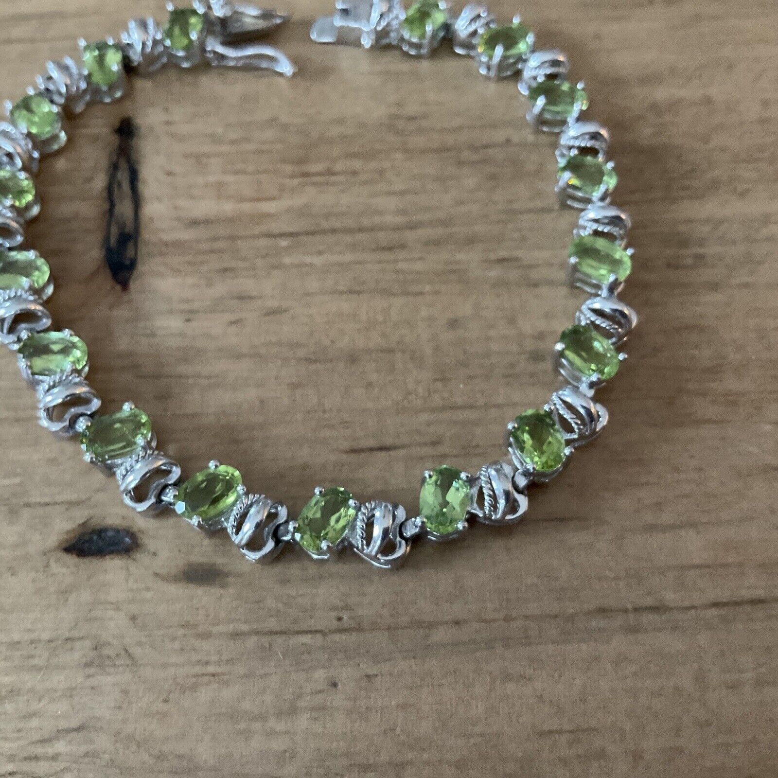 Green Peridot Sterling Silver Oval Tennis Bracelet Gemstone