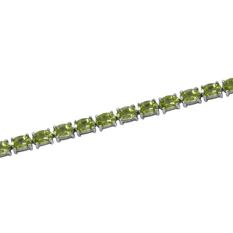 Peridot Birthstone 925 Sterling Silver Tennis Bracelet
