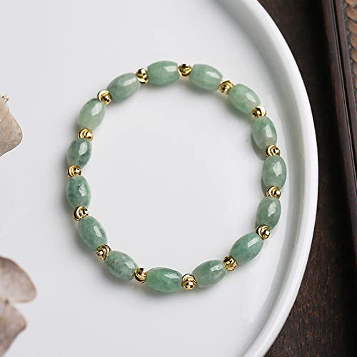 Emerald green natural jade beaded bracelet for women
