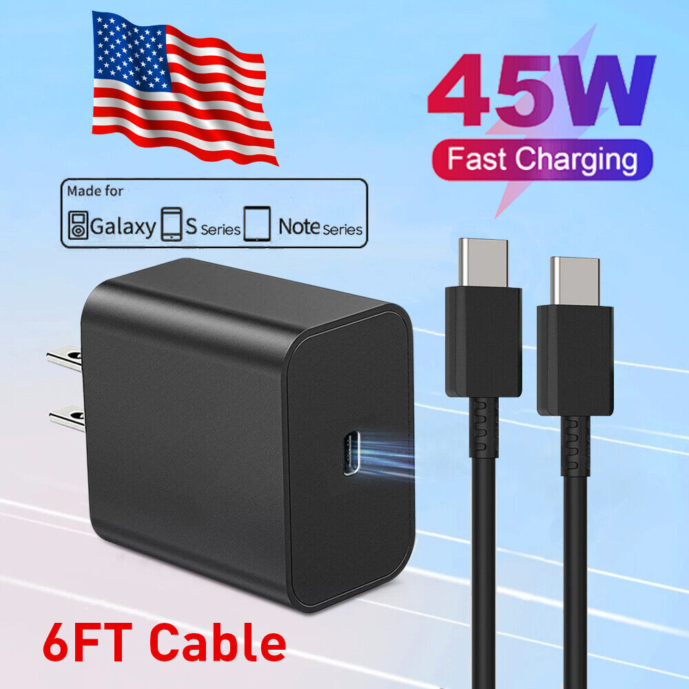 45W USB-C Super Fast Charger + 6FT Cable Samsung Galaxy S20-S23