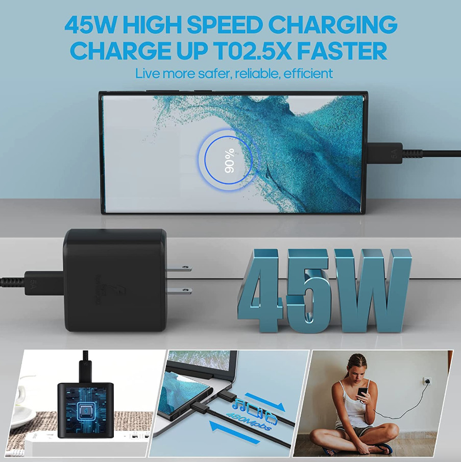 45W USB-C Super Fast Charger + 6FT Cable Samsung Galaxy S20-S23
