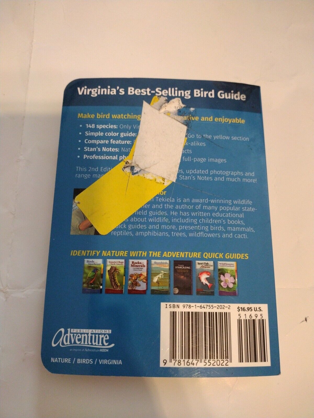 Virginia's bird field guide with damaged back cover