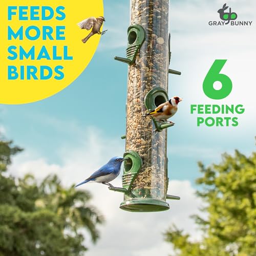 Durable 6-Port Metal Bird Feeder - Gray Bunny