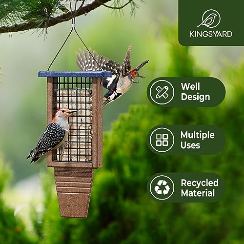 Blue Double Capacity Suet Bird Feeder: Sturdy & Durable