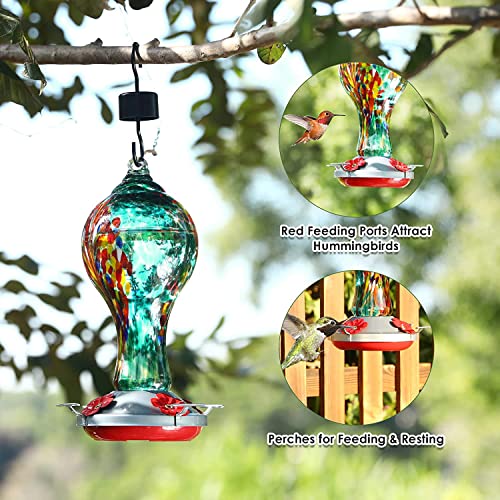 Hand Blown Glass Humming Bird Feeder - 4 Ports