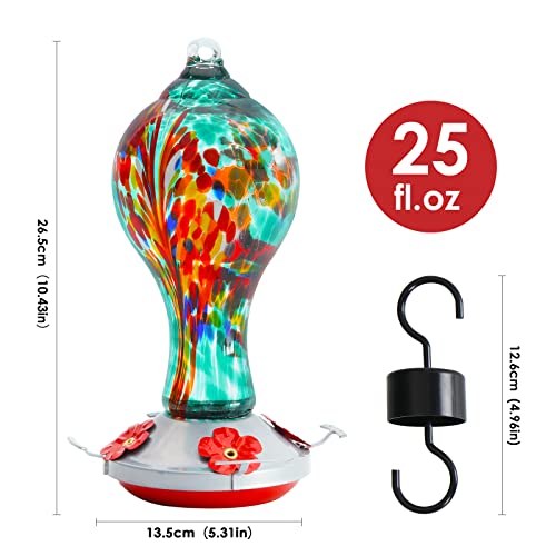 Hand Blown Glass Humming Bird Feeder - 4 Ports