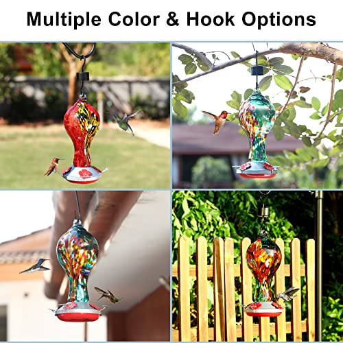 Hand Blown Glass Humming Bird Feeder - 4 Ports