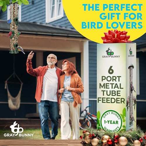 Durable 6-Port Metal Bird Feeder - Gray Bunny