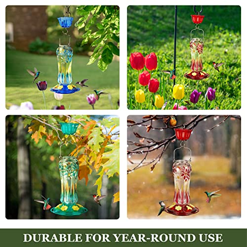 Turquoise Hanging Glass Hummingbird Feeder, 25oz