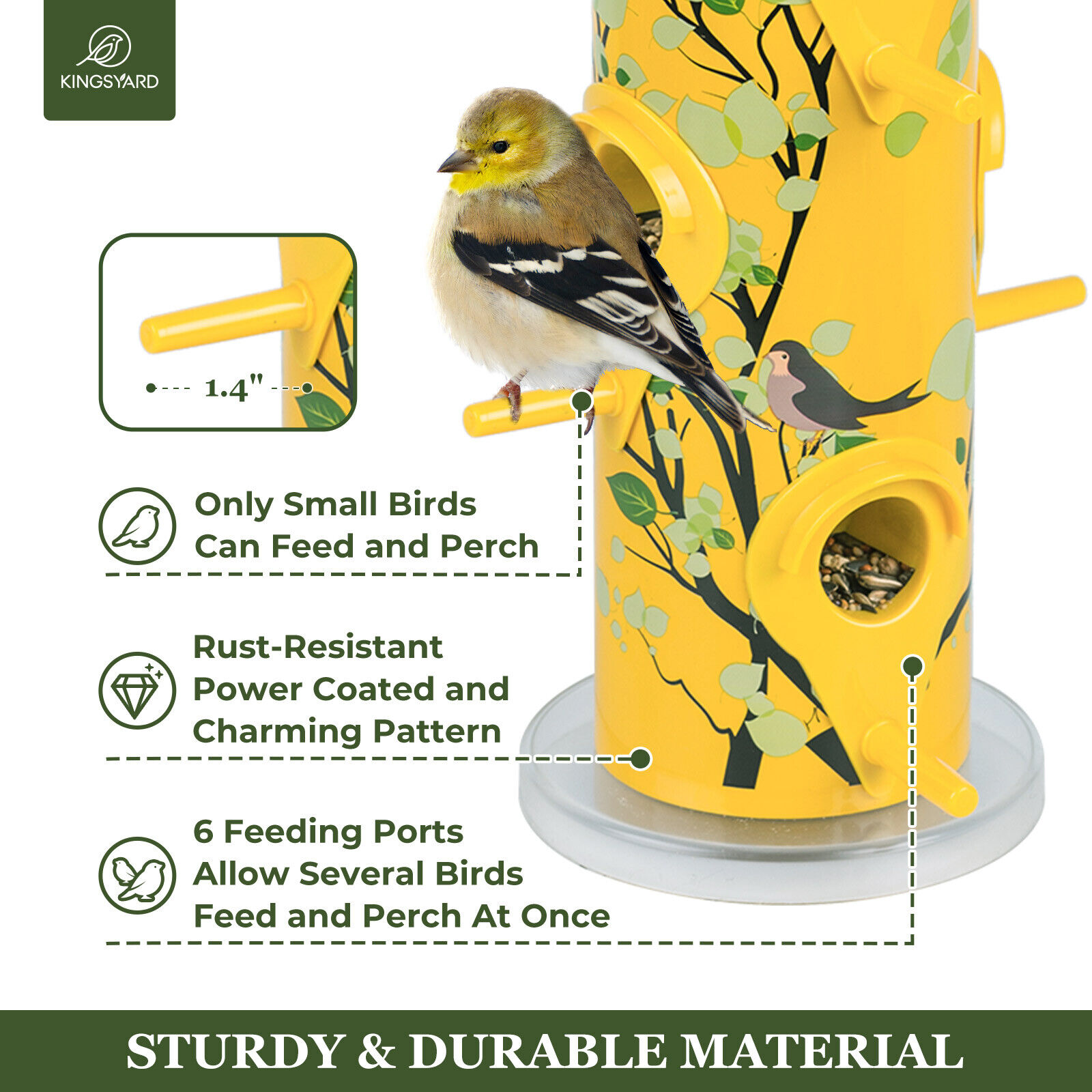 Kingsyard 14'' Tube Bird Feeder - Squirrel-Proof