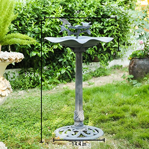 Wild Birds: Large Grey 33" Polyresin Bird Bath