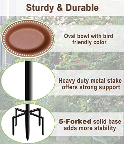 5-Prong Base Bird Bath with Metal Stake