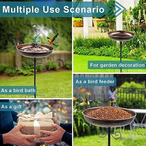 Outdoor Metal Birdbath with Stake for Garden