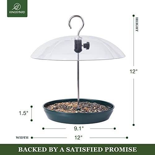 Kingsyard Hanging Metal Bird Feeder, Adjustable Platform (Green)