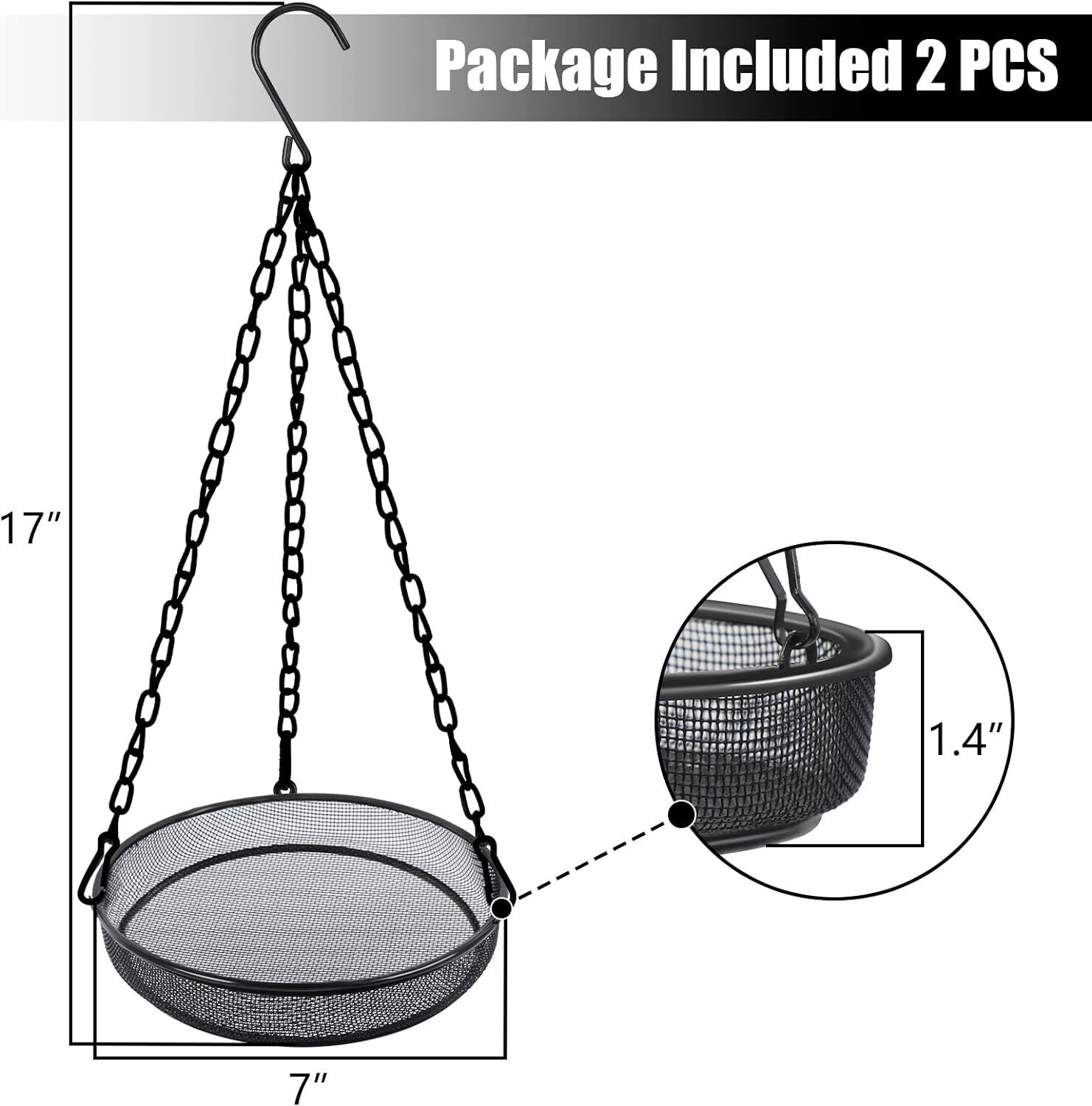 Outdoor Garden Hanging Bird Feeder Trays - 2Pack