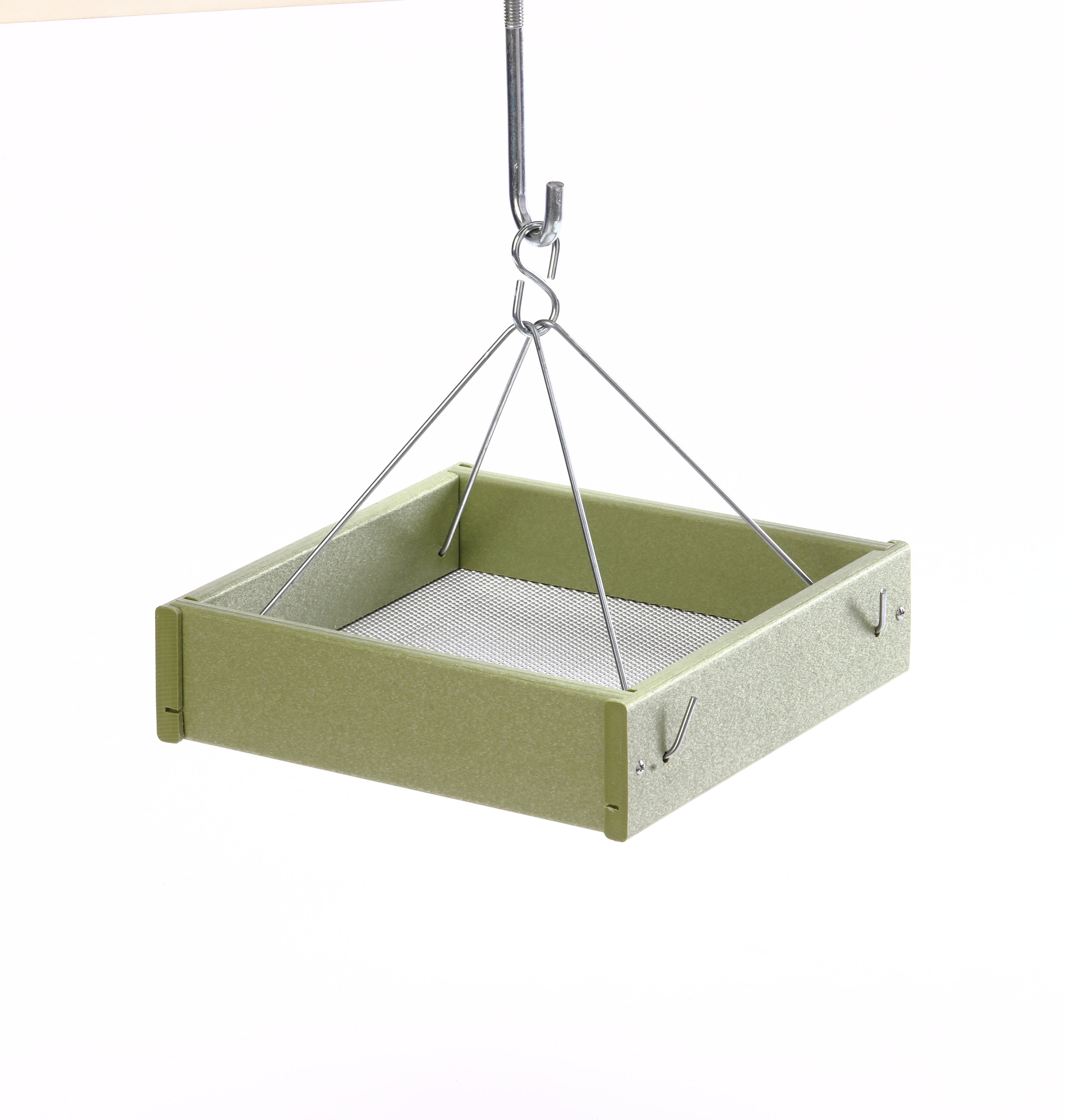 Small Hanging Platform Bird Feeder - Green Plastic
