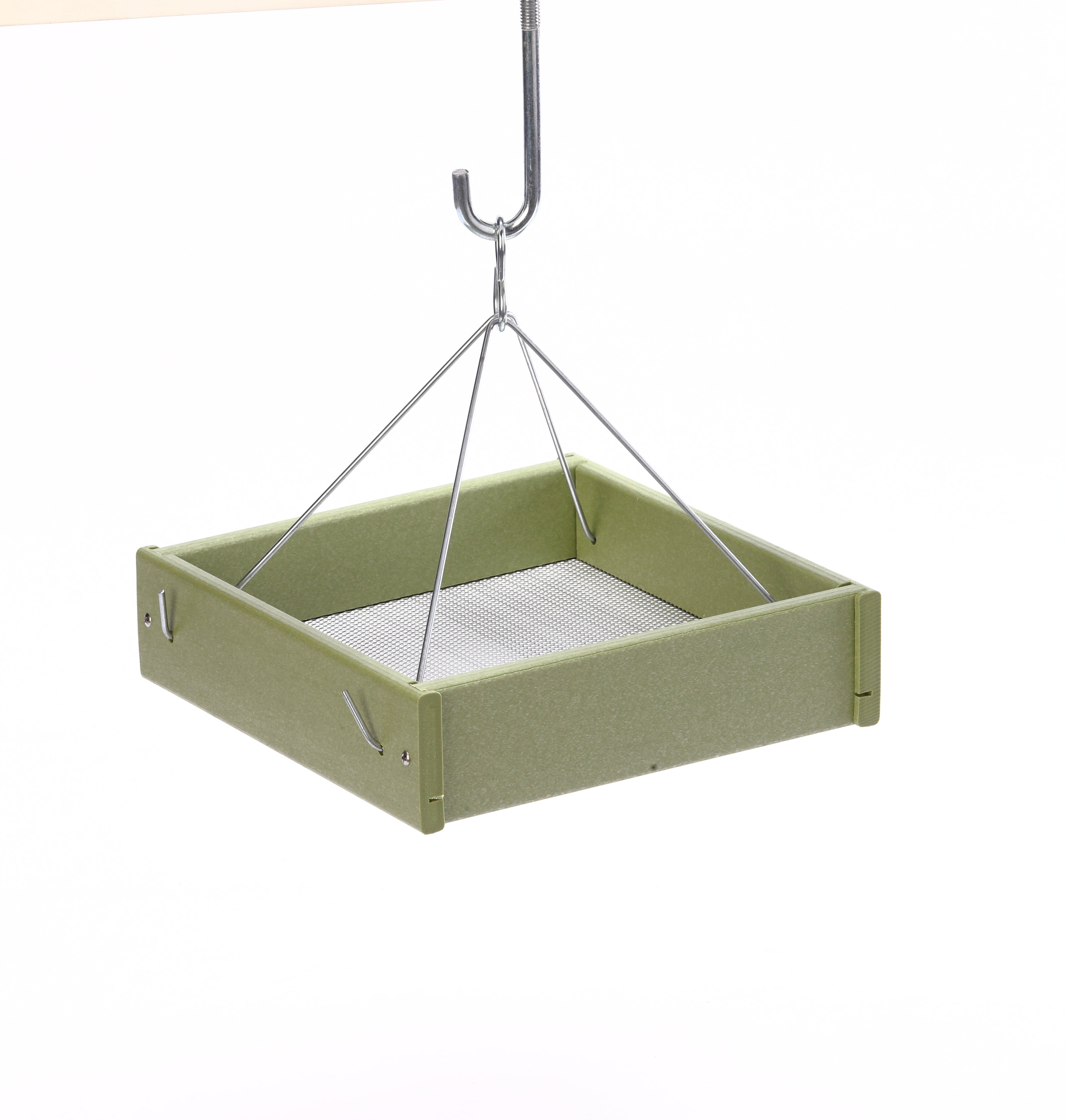 Small Hanging Platform Bird Feeder - Green Plastic