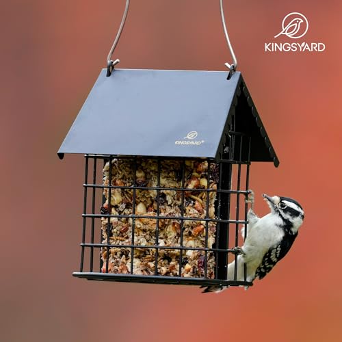 Kingsyard Metal Suet Bird Feeder with Roof
