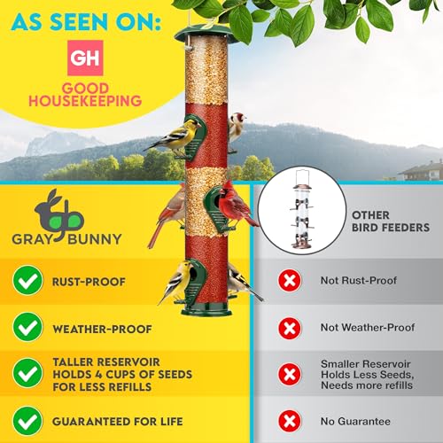 Durable 6-Port Metal Bird Feeder - Gray Bunny