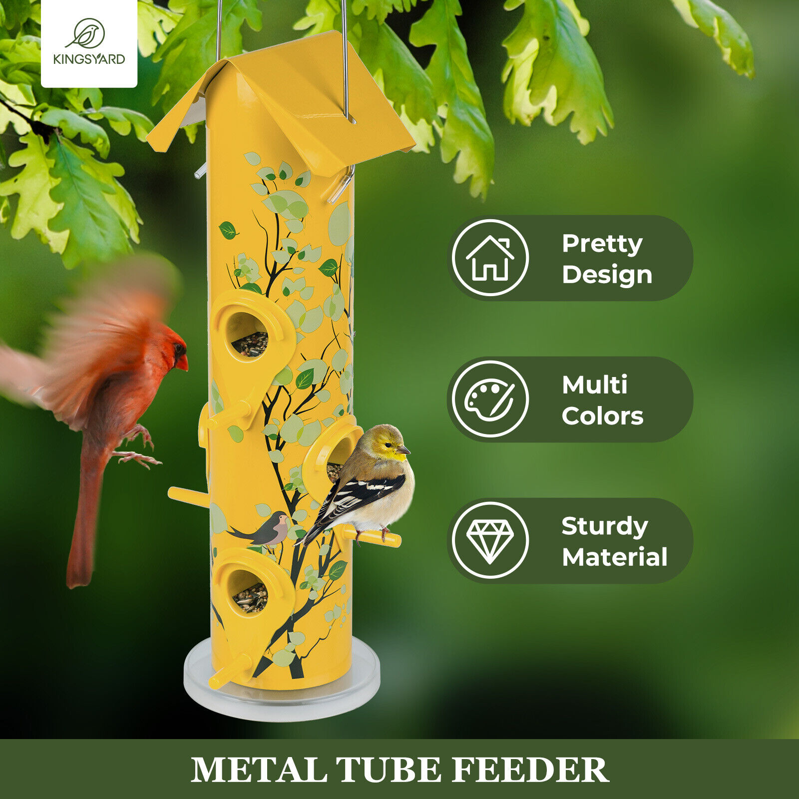 Kingsyard 14'' Tube Bird Feeder - Squirrel-Proof
