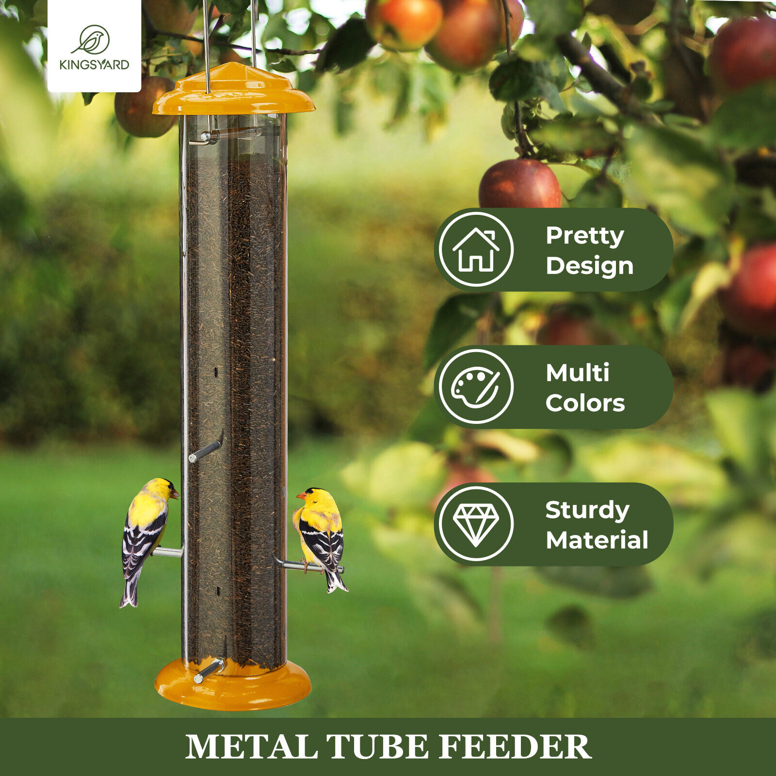 Kingsyard Squirrel Proof Hanging Finch Feeder - Outdoor