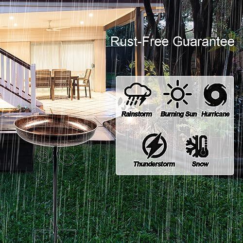 Outdoor Metal Birdbath with Stake for Garden