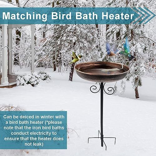 Outdoor Metal Birdbath with Stake for Garden