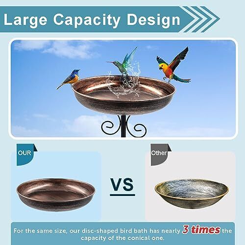 Outdoor Metal Birdbath with Stake for Garden