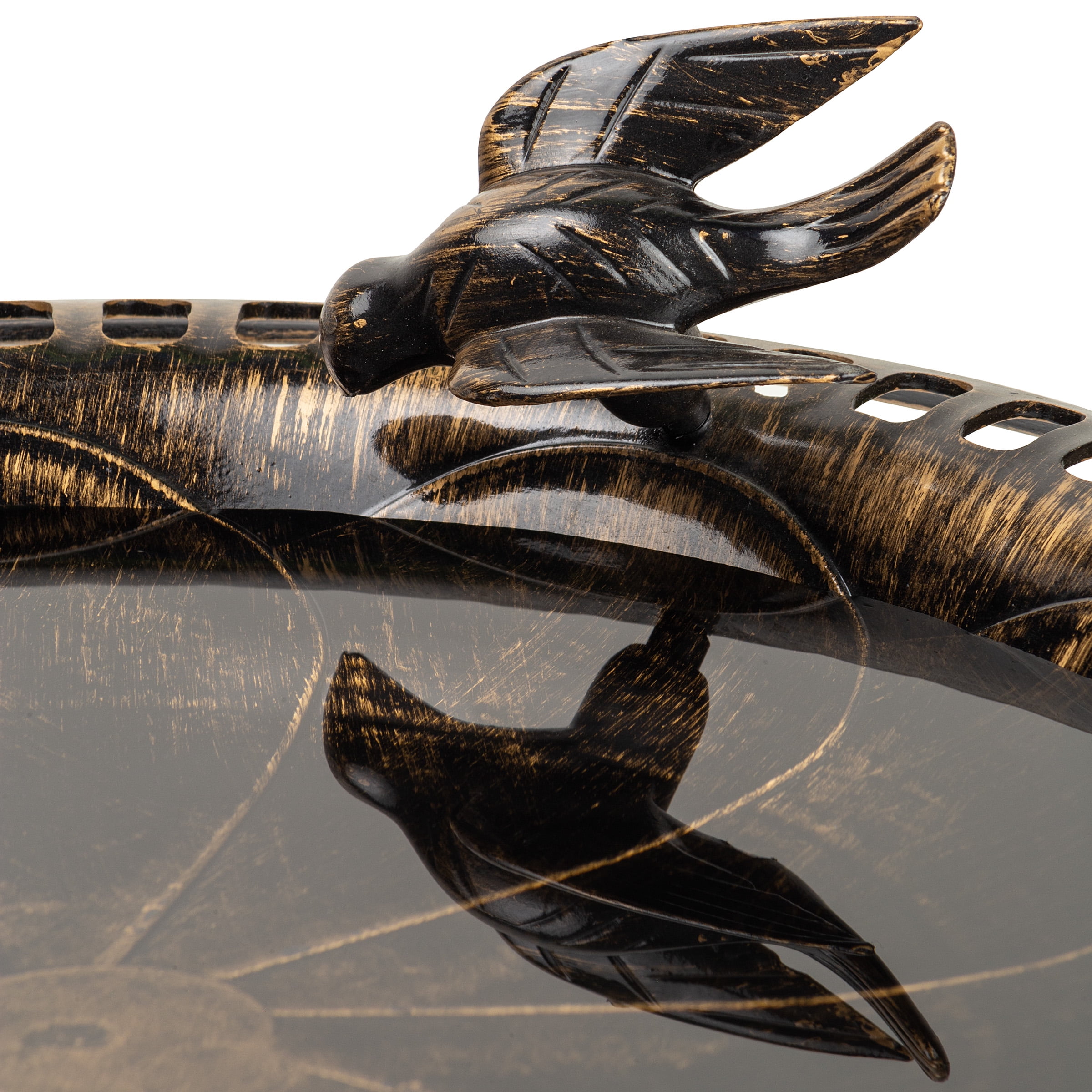 Bronze Bird Bath with Bird Figurine