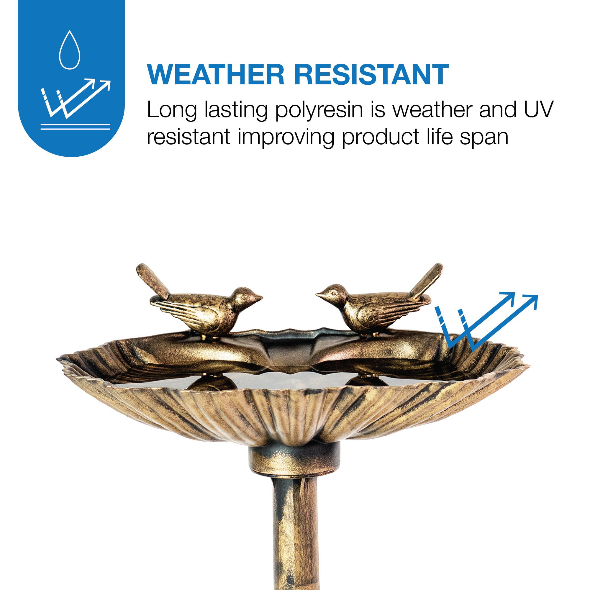 Bronze Resin Bird Bath for Patio