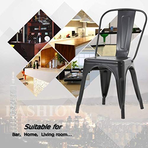 Set of 4 Metal Dining Chairs for Indoor/Outdoor