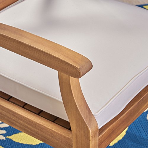 Christopher Knight Teak Dining Chair Set, Cream Cushion